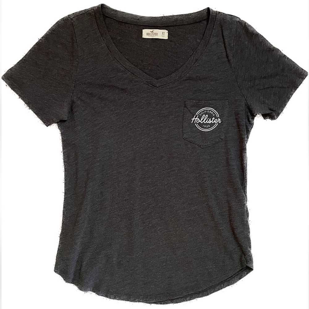 Hollister Relaxed Soft V-Neck T-Shirt Size XS Dark Grey
